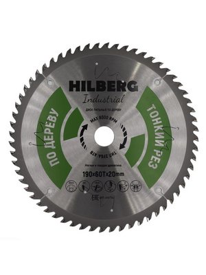 Диск пильный Hilberg Industrial Дерево тонкий рез 190х20х60Т HWT193