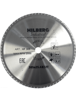 Диск пильный серия Hilberg Industrial Металл 305х72Тх25,4 mm HF305